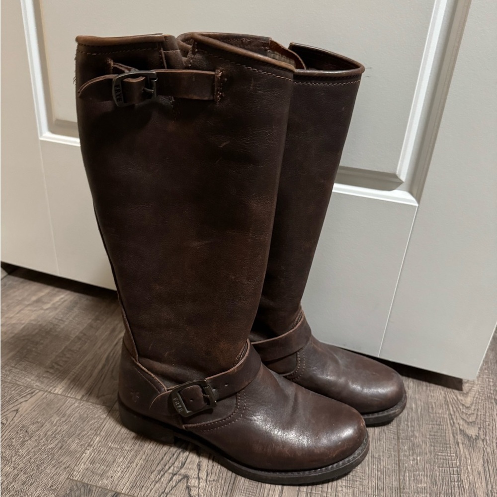 Frye Veronica slouch Leather Boots in Cognac - Picture 2 of 6